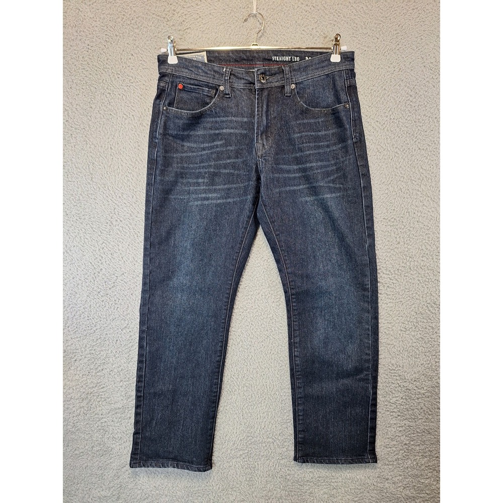 MBX Mens Straight Leg Jeans W30 L30 (Fits 34x29) Dark‎ Wash Streetwear Casual
